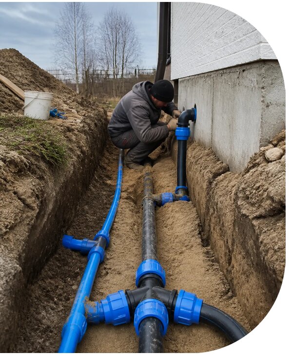 Монтаж наружного водопровода на участке под ключ в Люберцах